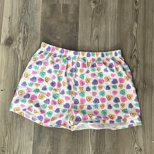 candy love hearts graphic white mens shorts